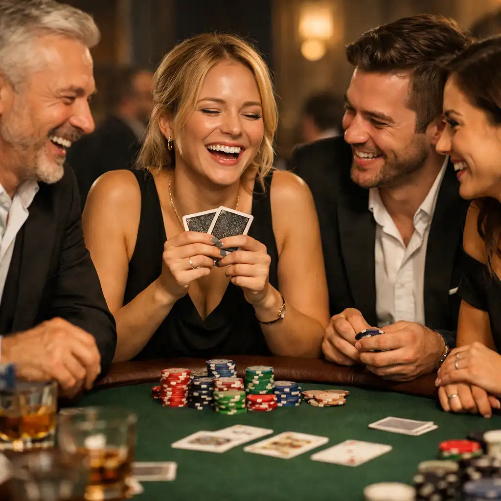 Gracze przy stole pokerowym